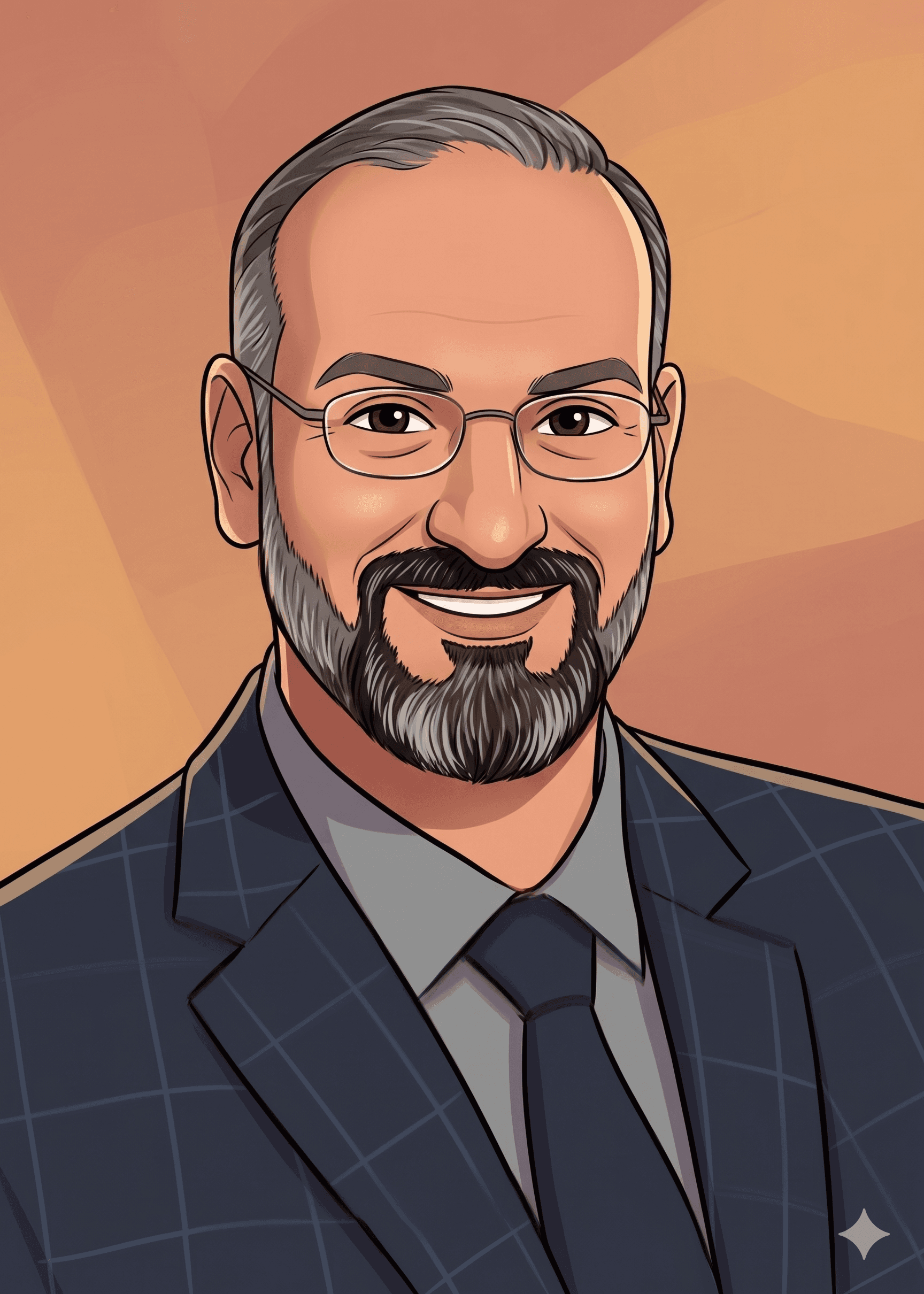 Cartoon portrait of Dr. Eyad Nusayr